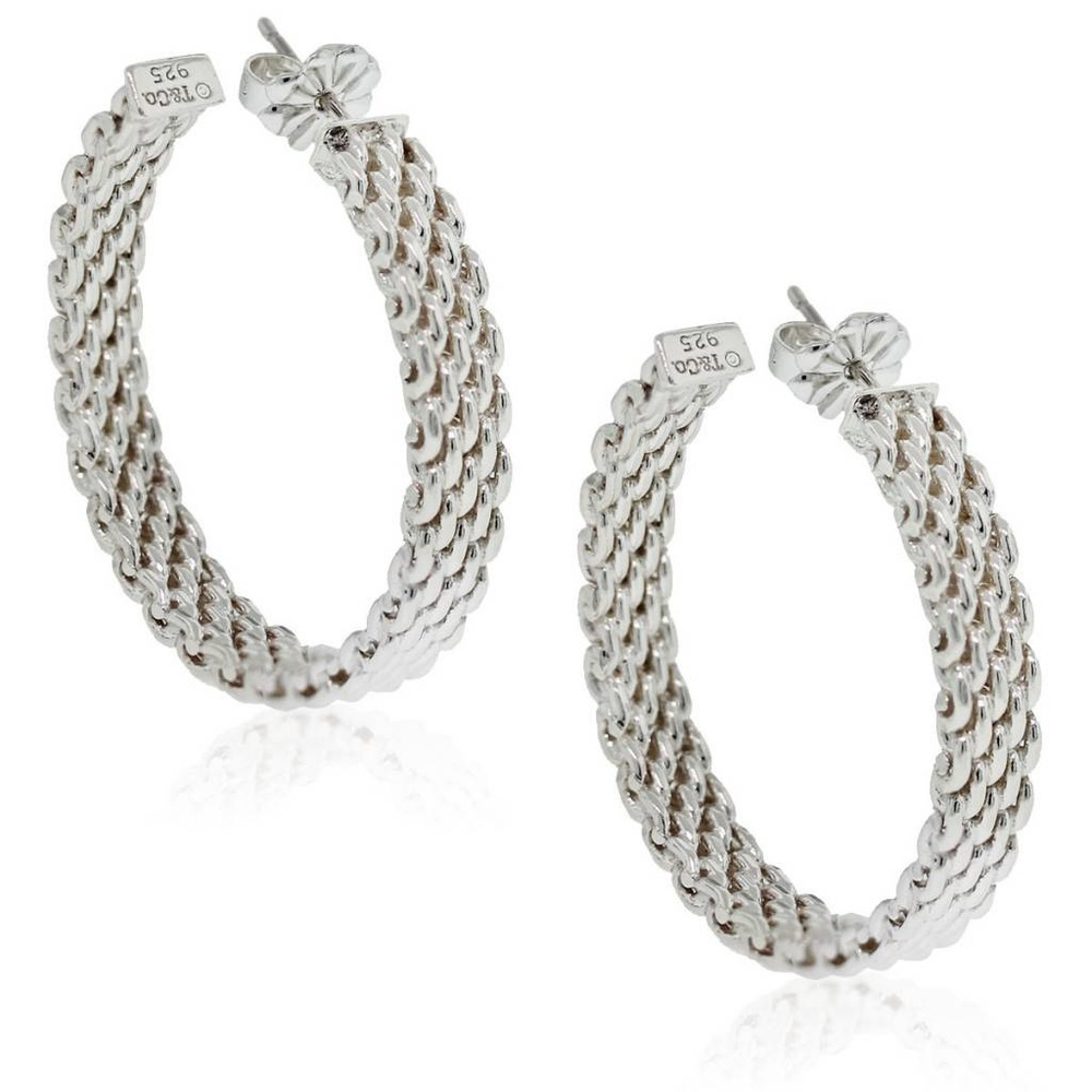TIFFANY & CO. STERLING SILVER SOMERSET MESH HOOPS